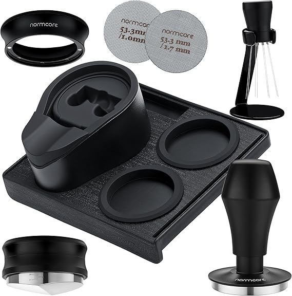 Normcore 53.3mm 7-in-1 Compact Barista Kit: Coffee Tamper, Distributor Tool, WDT with Stand, Dosing funnel, Puck Screen, Tamping Mat, Portafilter Stand, Barista Essentials Kit for Breville Sage 54mm
