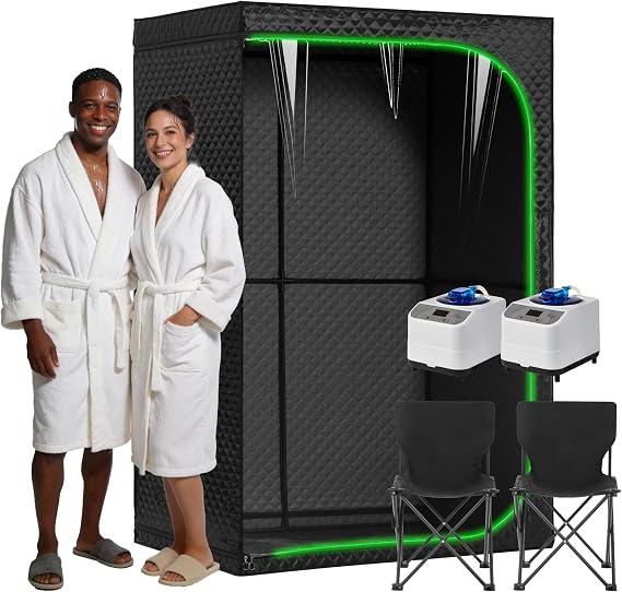 Portable Steam Sauna Tent for Home, Full Body Relaxation, Fast Heating, Foldable Indoor Sauna (Double Square, Polyester + PVC)