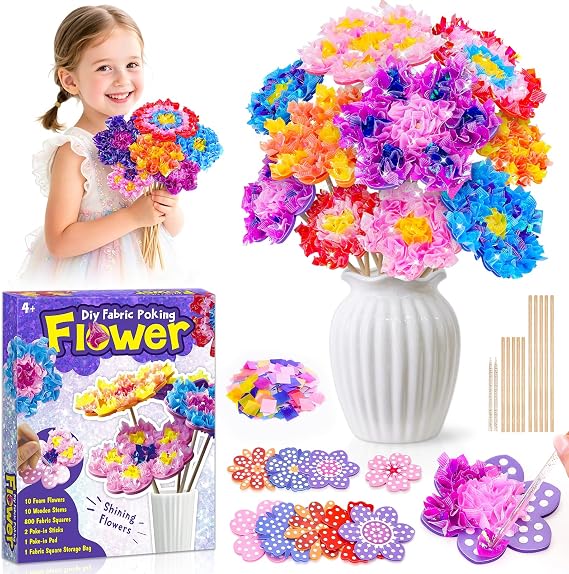 Gift Girls 5 6 7 8 Years Creative Flowers Craft Set Children from 6-8 Years