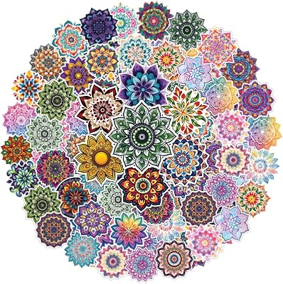 64pcs Mandala Stickers - Mandela Sticker Waterproof Decals for Water Bottles Laptop Luggage Computer Scrapbooking Teens Adults Girls Kids Funny Party Birthday Decorations