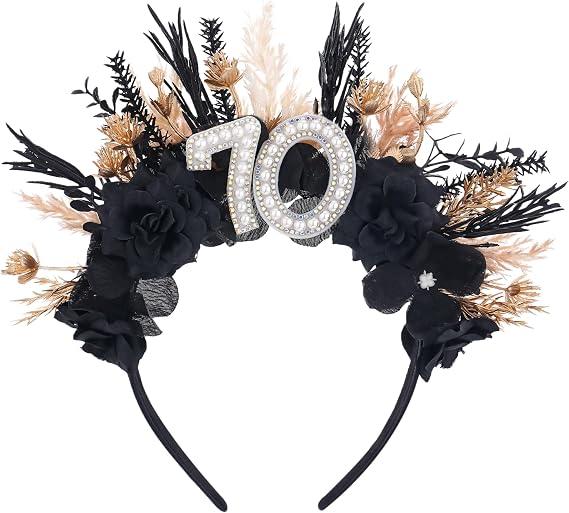 Black Birthday Headband for Women - Dark Happy Birthday Headband Gift for Her Birthday Party Decoration