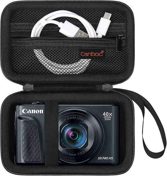 Canboc Carrying Case for Canon PowerShot SX740/ SX730/ SX720/ SX620/ G7X Mark III/Mark II Digital Camera, Point and Shoot Camera Bag, Mesh Pocket fits USB Cable, Batteries, Black (Case Only)