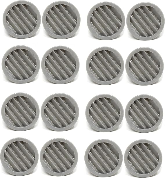 3" Round Plastic Louver Soffit Air Vent Reptile Screen Grille Cover (16, Grey)