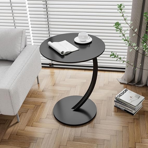 Side Table, Round Shape Small Table, C-Shaped End Table, Movable Home Coffee Table, Small Storage for Small Items, Elevating Side Table, Bed Table, Sofa Table, Nordic Style, Stability, Easy Assembly,