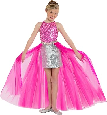 Flower Girl Crystal Sequined Pageant Dress Beaded Round Neck Train Formal Wedding Birthday Party Dance Prom Gown