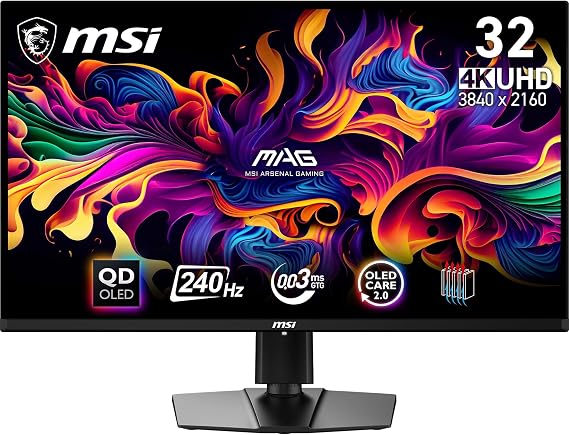 MSI MAG 321UPX QD-OLED 31.5" 0.03ms 240Hz UHD QD-OLED Adaptive-Sync Gaming (Oyuncu) Monitör