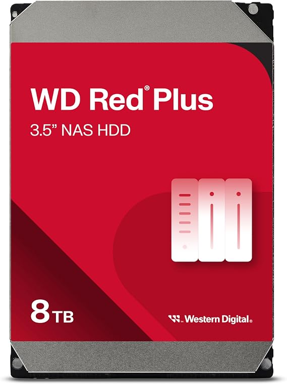 Western Digital 8TB WD Red Plus NAS Dahili Sabit Disk HDD - 5640 RPM, SATA 6 Gb/s, CMR, 256 MB Önbellek, 3.5" - WD80EFPX