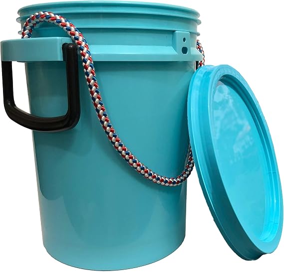 iSMART 5 Gallon Bucket with Rope Handle, Two Sides Handle, 2 Color to Choose (Blue, 1 Pack)