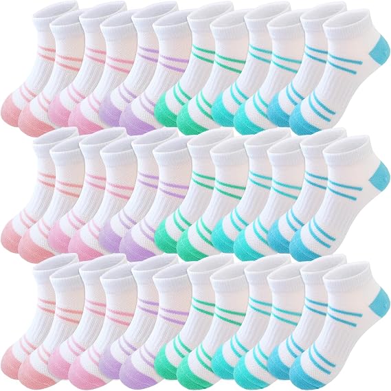 Bemeol Girls Socks 18 Pairs Kids Ankle Socks for Girls Low Cut Athletic Sock