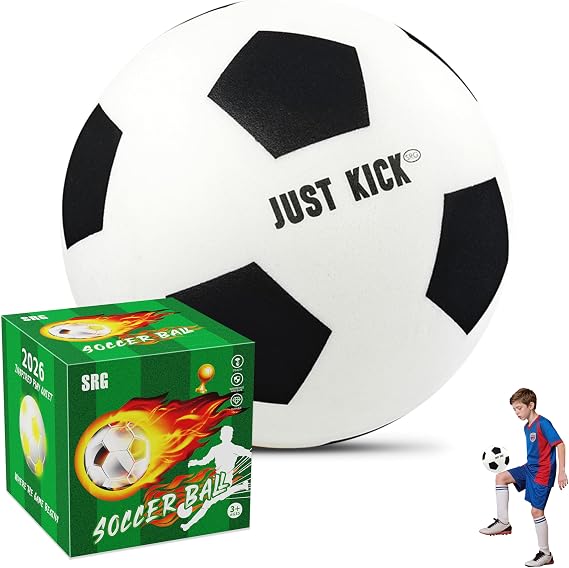 SRG Silent Foam Soccer Ball Airless Indoor House Ball for Quiet Training, Soft Durable Foam Design, Multi-Use for Dribbling Practice, Gift for Soccer Fans, Sizes 3/5 / 7
