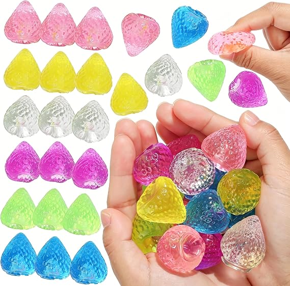 Strawberry Taba Squishy Toys 24 Pcs Mini Sensory Fidget Toys for Kids Adults Soft Squeeze Stress Relief Fidget Toys Party Favors for Adults Treasure