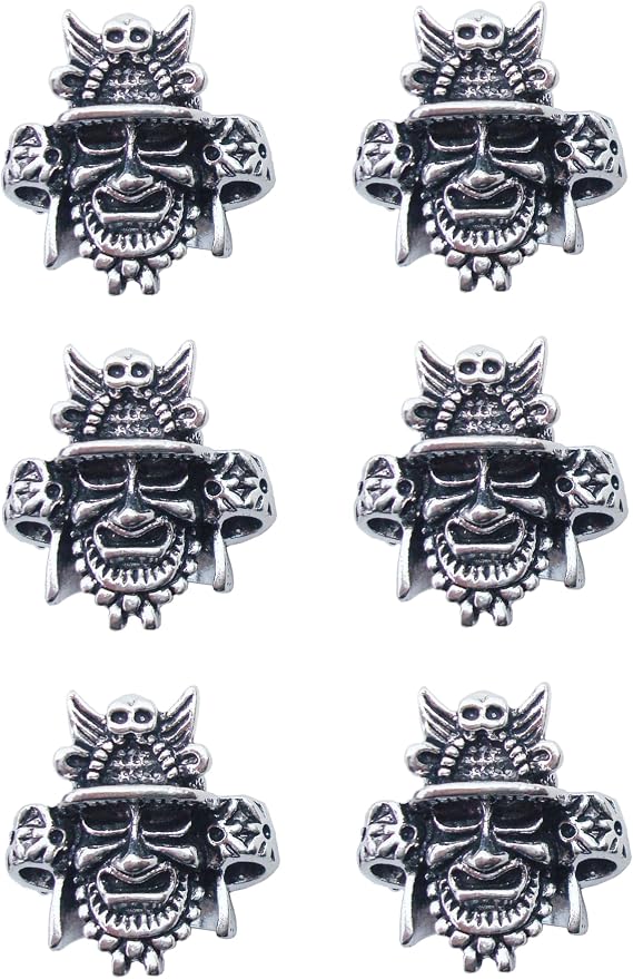 6 pcs Alloy Metal Paracord Knife Lanyards Skull Beads (Silver)