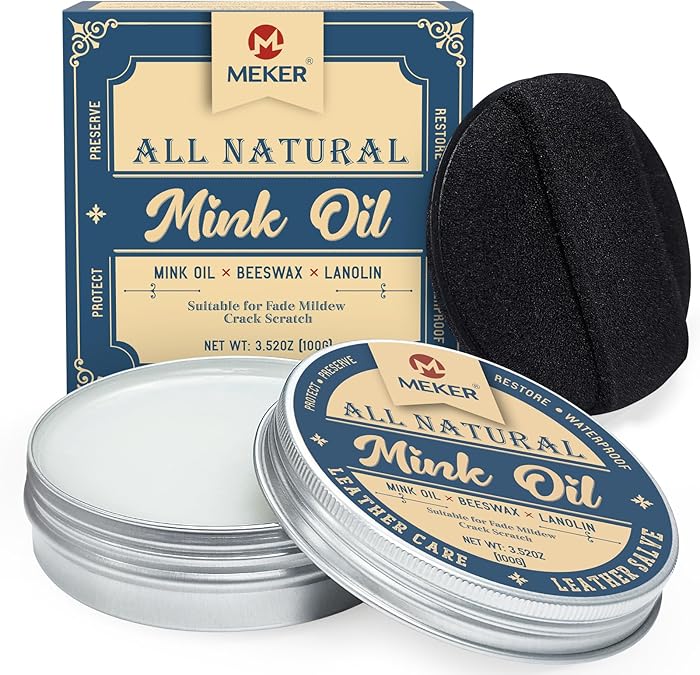 MEKER Mink Oil, Mink Oil for Leather Boots, All-Natural Leather Conditioner
