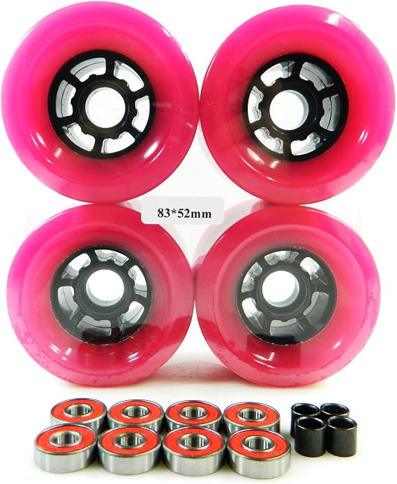 83mm Longboard Flywheels Wheels + ABEC 7 Bearings Spacers