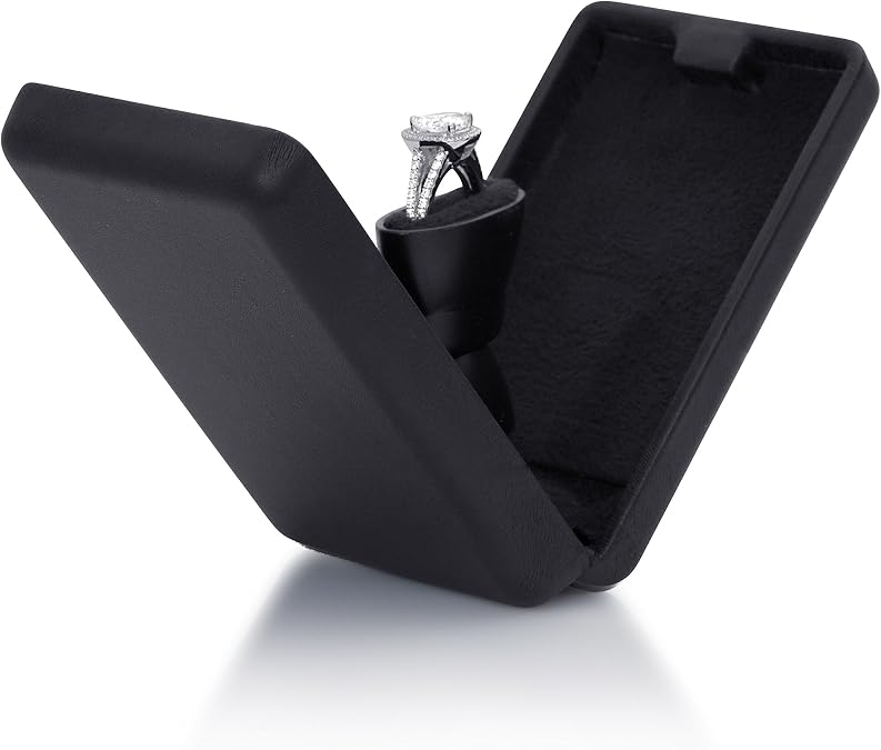 Noble Pack Pop the Question Ring Box - Flat & Slim Engagement Ring Box for Proposal or Special Occasion