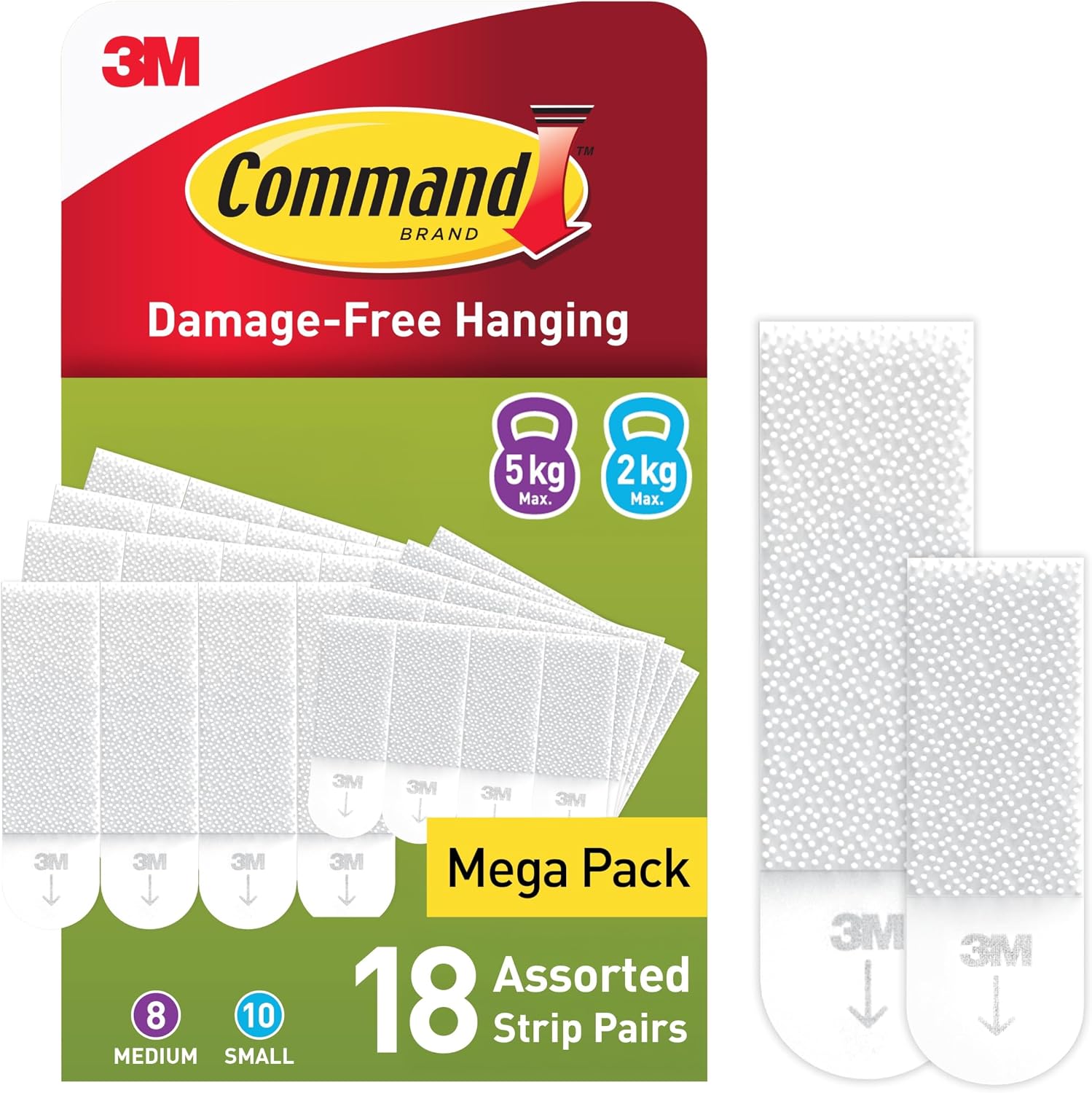 Command Picture Hanging Strips, Value Pack - 10 Pairs of Small 20 Strips, 8 Pairs of Medium 16 Strips Adhesive Strips - For Pictures & Frames in Different Sizes - Damage Free Hanging