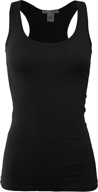 Bozzolo Women's Basic Cotton Spandex Racerback Solid Plain Fitted Tank Top