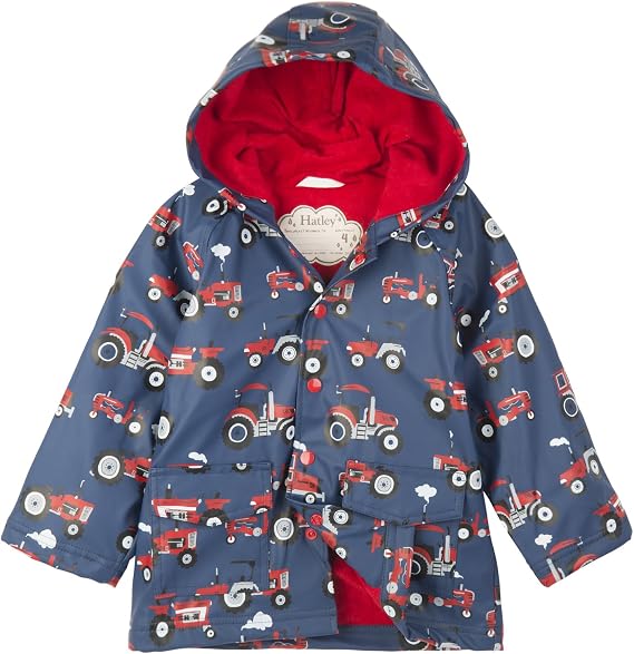 Hatley Boys' Color Changing Button-up Printed Rain Jacket