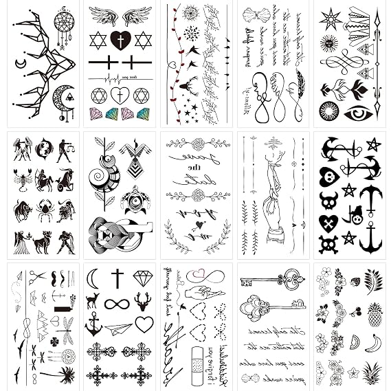 GLARYYEARS Tiny Temporary Tattoos, Realistic Black Ink, Painless Body Art