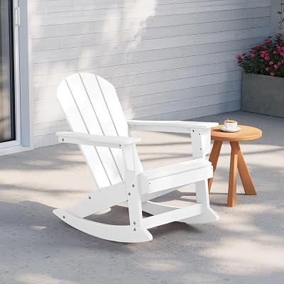 WestinTrends Malibu OutdoorPatio Poly Adirondack Rocking Chair, White