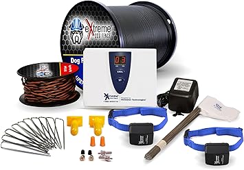 Electric Dog Fence Stubborn Dog - 2-Dogs 500' of Pro Grade Heavy Duty Boundary Wire for 1/3 Acre Pet Fence and 8 Correction Levels to Accommodate Larger, More Stubborn Dogs