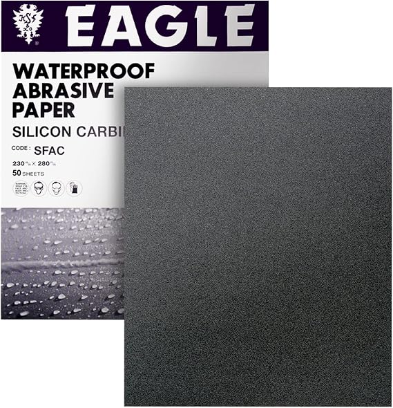Eagle 9x11 Silicon Carbide Waterproof Sanding Sheets, Flexible Back, Grit P60, 101-0060, 50 sheets