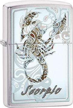 Zippo Lighter Personalized Custom Message Engraved Windproof Astrological Sign Zodiac Lighter Brushed Chrome