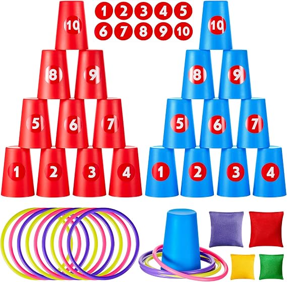 54 Piece Can Throwing Kids 3-in-1 Toss Game with Cups