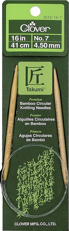 Clover 3016/16-07 Takumi Bamboo Circular 16-Inch Knitting Needles, Size 7