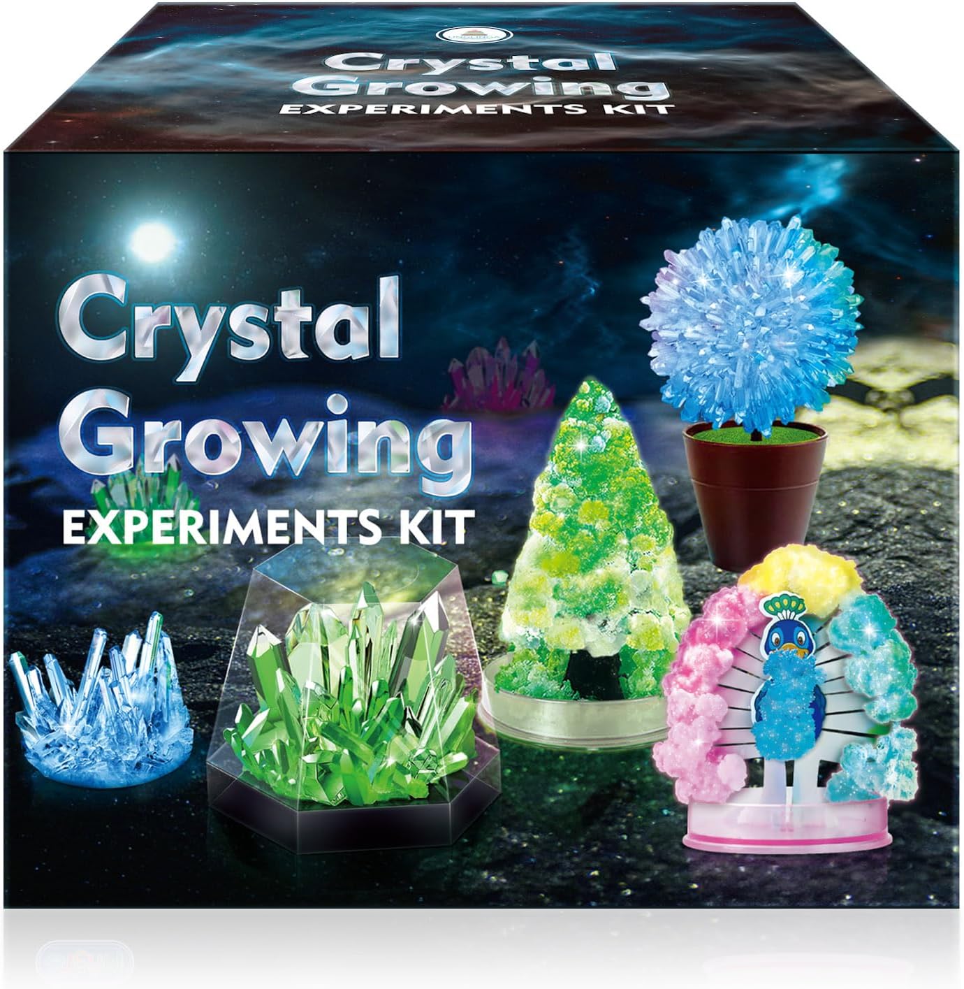 UNGLINGA Crystal Growing Kit, Experiment Science Kits for Kids, S.T.E.M Learning & Educational Toys Gifts Idea for Boys Girls, Grow 5 Vibrant Crystals Making Kit