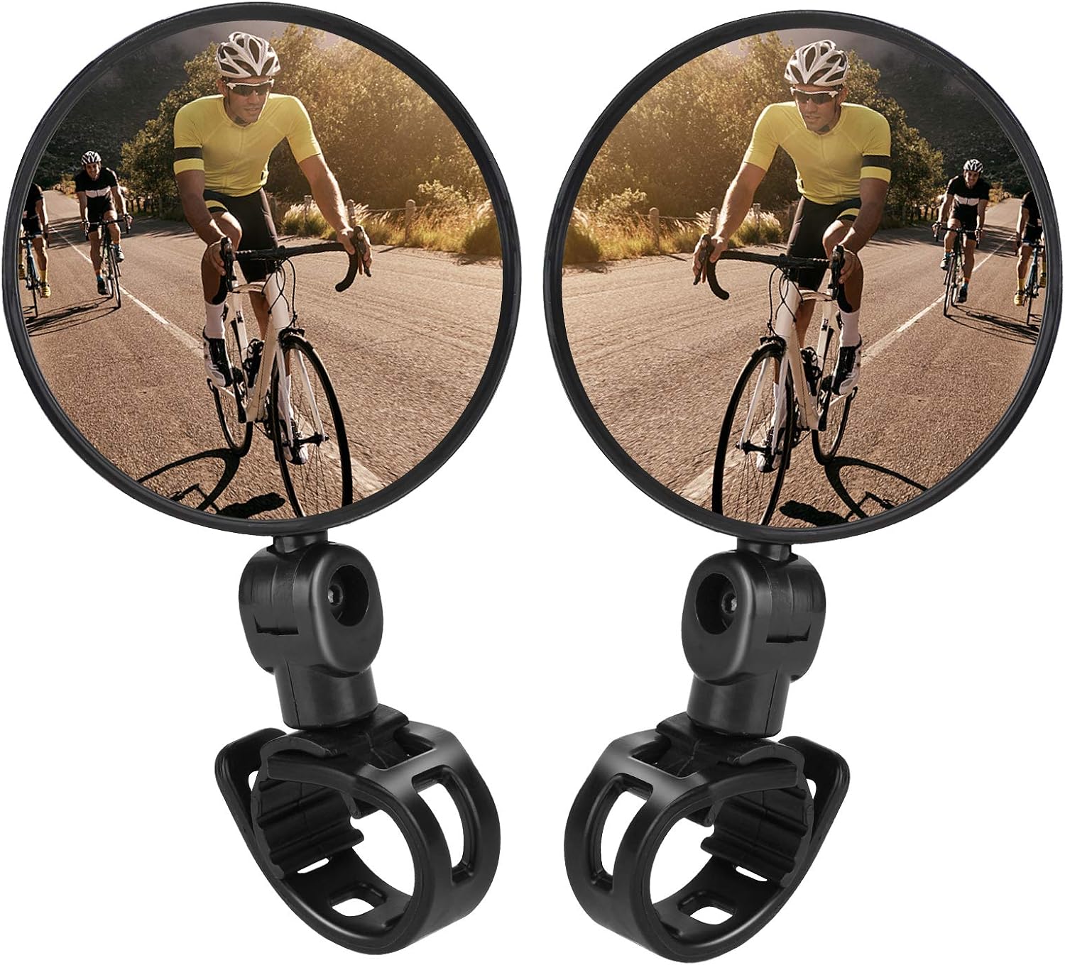TAGVO Bike Mirrors, 2pcs Bicycle Cycling Rear View Mirrors Adjustable Rotatable Handlebar Mounted Plastic Convex Mirror for Mountain Road Bike