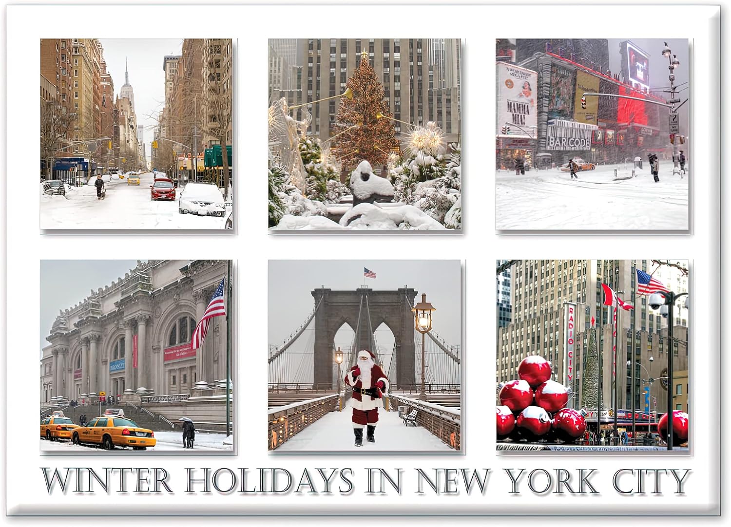 Christmas Landmarks - New York City Christmas Photo Souvenir Refrigerator Magnet - NYC Fridge Magnet