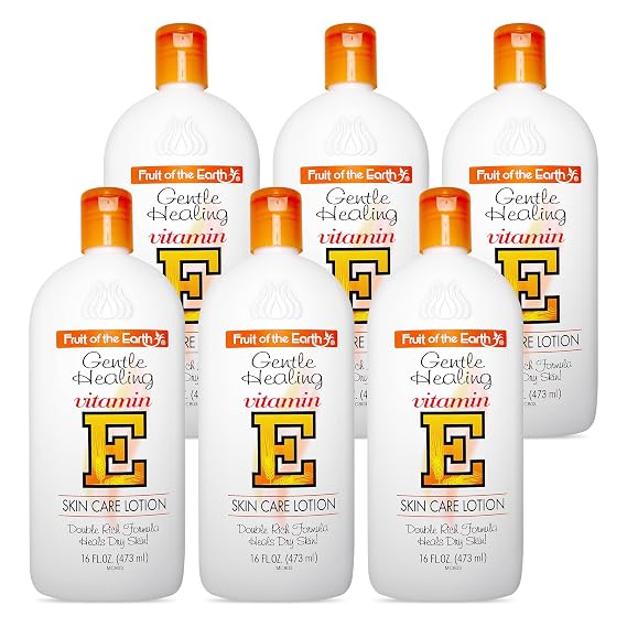 Fruit of the Earth, Vitamin E Lotion 16 oz, (6 Pack) with Natural Antioxidants and Aloe Vera, Non-Greasy Formula