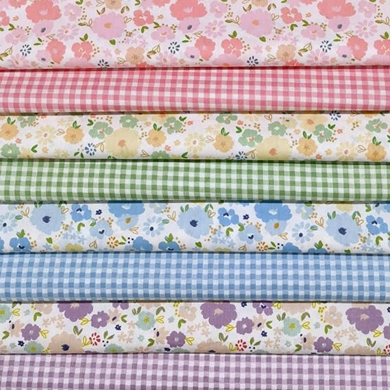 Cotton Fabric DIY Making Supplies Quilting Patchwork Fabric Fat Quarter Bundles DIY for Quilting Cotton Patchwork Cushions (Flowers Square, 20" x 20")