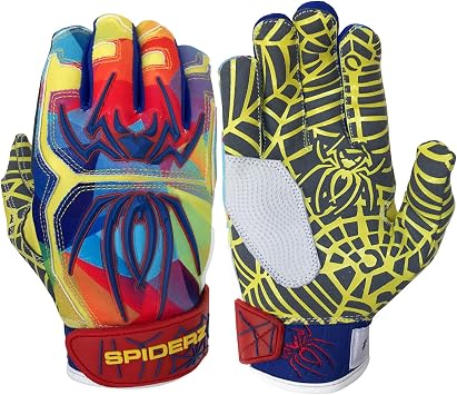 Spiderz Hybrid Baseball/Softball Batting Gloves,Adult Small