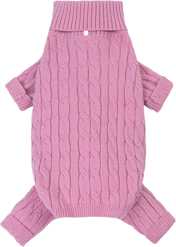 Fitwarm Turtleneck Chunky Knit Dog Sweater, Thermal Winter Clothes for Small Dogs Girl, Cozy Pet Outfit, Pink, XS