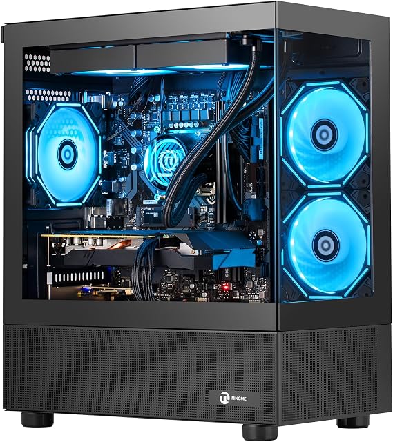 NINGMEI Prebuilt Gaming PC AMD Ryzen 7 5700X RTX 5060 8GB | 32GB DDR4 RAM 1TB Gen4 NVMe M.2 SSD,650W PSU WiFi Ready & Windows 11 Home Gaming Desktop Computer Black
