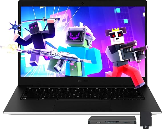Samsung Galaxy Chromebook Go 14 LED HD Laptop, Intel Celeron N4500, 4GB LPDDR4X, 1.12TB Storage 128GB eMMC1TB Docking Station Set, Intel UHD Graphics, Wi-Fi 6, Webcam, Chrome OS, Silver