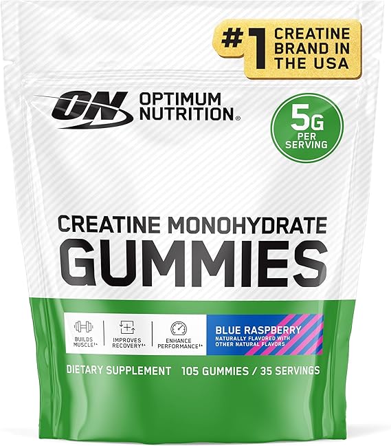 Optimum Nutrition Creatine Monohydrate Gummies, Blue Raspberry, 105 Ct