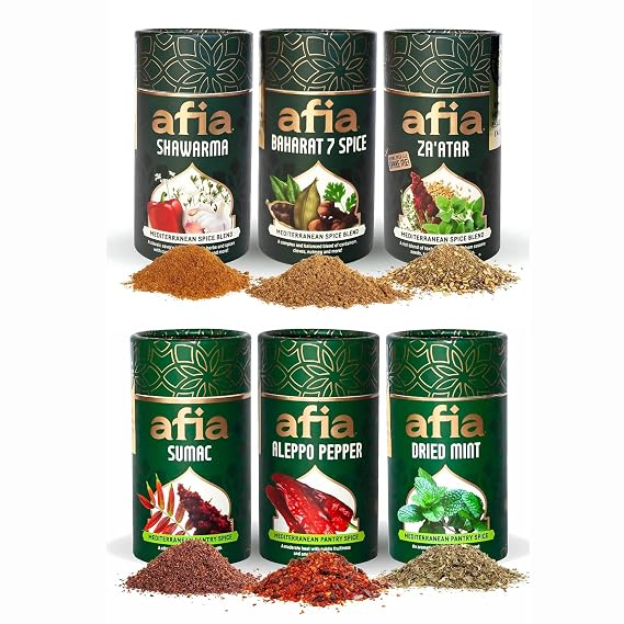 Afia Mediterranean Spice Gift Set for Housewarming | Elegant Seasoning & Spice Blends Sampler | Thoughtful Kitchen Gift for New Homeowners | Premium Middle Eastern Spices for Cooking & Hosting
