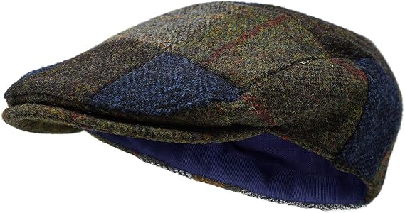 Borges & Scott The Muir - Patchwork Flat Cap - 100% Wool - Harris Tweed