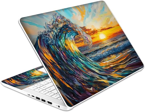 Laptop Skin Decal HP 14" - Great Wave, Laptop Cover Sticker, No Cutting Required, No Bubble, Waterproof, Scratch Resistant - Including Wide Screen and Wrist Pad