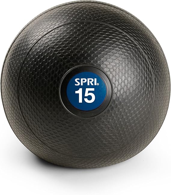 SPRI Dead Weight Slam Ball - Durable Sand-Filled No-Bounce Heavy Duty Ball for Tossing, Slamming, Core Strength Training, Endurance, and General Fitness - Easy to Read Weight Label