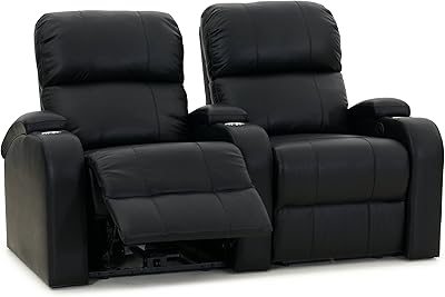 Octane Edge XL800 Row of 2 Seats, Straight Row in Black Leather with Power Recline
