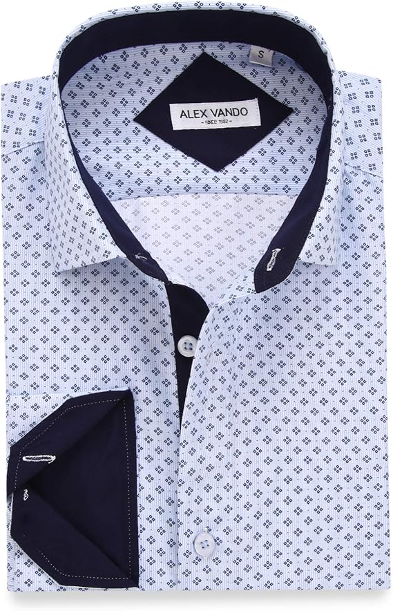 Alex Vando Mens Printed Dress Shirts Regular Fit Casual Button Down Shirt