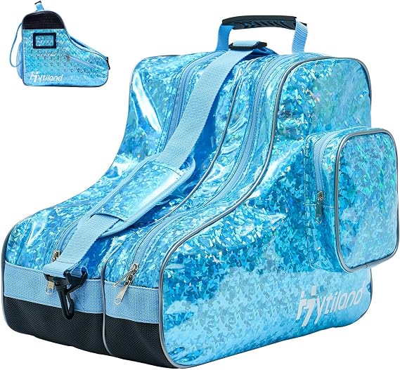Roller Skate Bag for Inline Skates Ice Skates and Figure Skating Stylish Plain Holographic Fashion Design Spacious Big Capacity Breathable Mesh Waterproof Durable for Women and Youth