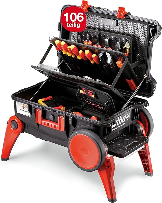 Wiha 9300-70103 Tool Set Electrician Competence XXL III, Black, Red, (B x H x T) 685 x 501 x 345 mm, 44128
