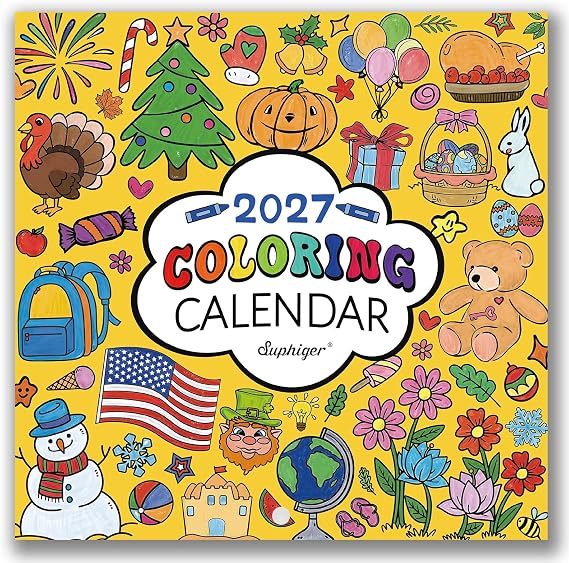 2027 Calendar - Coloring Wall Calendar 12 Monthly, Jan.2027 - Dec.2027