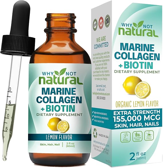 Liquid Collagen Plus Biotin Drops - Supplement for Hair, Skin, and Nails