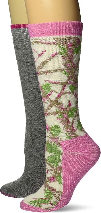 Carolina Ultimate Women's Camo Merino Wool Blend Boot Crew Socks 2 Pair Pack